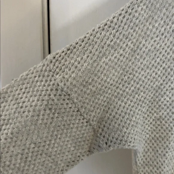 James Perse grey wool cashmere mesh knit long scoop neck sweater Size 2